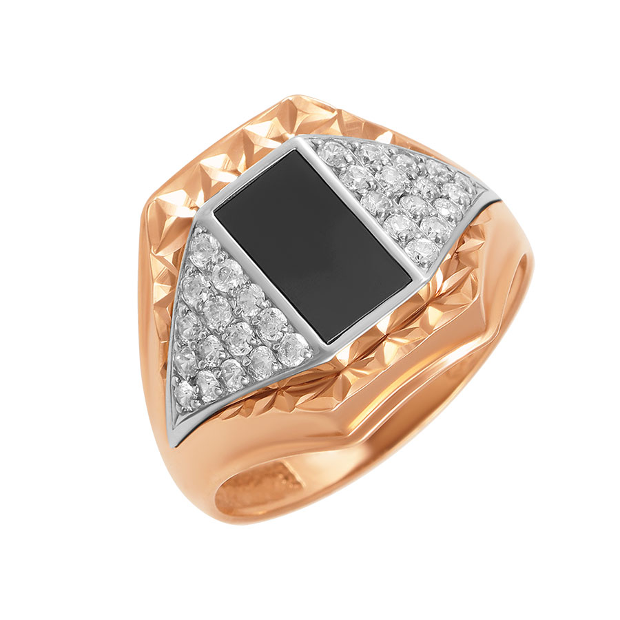 Кольцо, золото, оникс, 51-0041